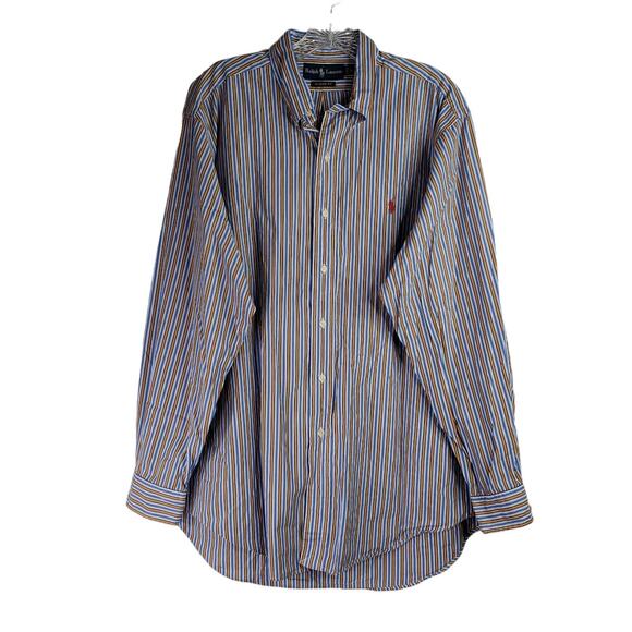 Polo Ralph Lauren Shirt Oxford Mens Large Multicolor Stripe LS Button Down - Picture 2 of 10